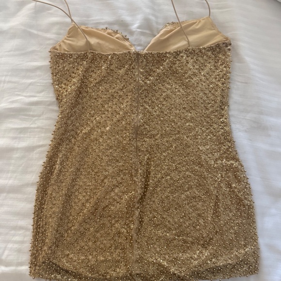 Mischa Embellished Sweetheart-Neck Mini Dress in Gold - Picture 4 of 5